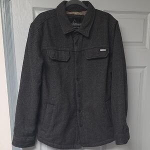 Prana Dark Gray Herringbone Shirt Jacket